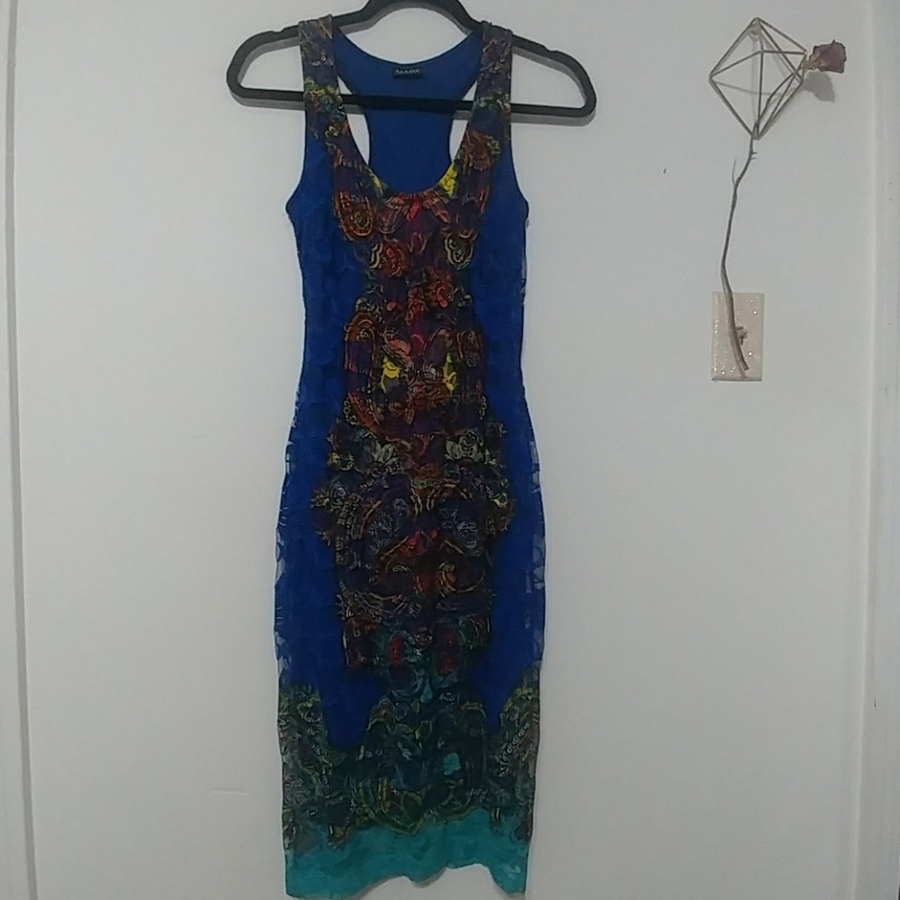 Blue Lace Midi Dress